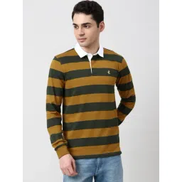 Peter England Multicolour Cotton Regular Fit Striped Polo T-Shirt-picture-22