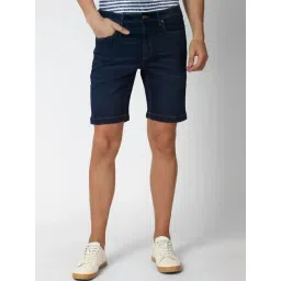 Peter England Navy Cotton Regular Fit Denim Shorts-picture-30