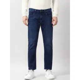 Peter England Navy Cotton Regular Fit Jeans-picture-32