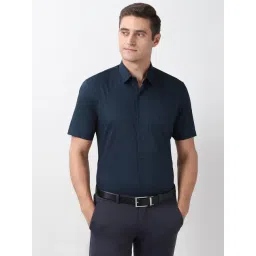 Peter England Navy Cotton Regular Fit Printed Shirt-picture-28