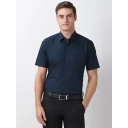 Peter England Navy Cotton Regular Fit Printed Shirt-picture-23