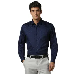 Peter England Navy Cotton Regular Fit Printed Shirt-picture-16