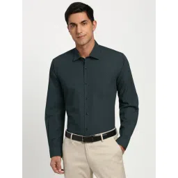 Peter England Navy Cotton Regular Fit Printed Shirt image 1