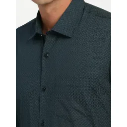 Peter England Navy Cotton Regular Fit Printed Shirt image 4