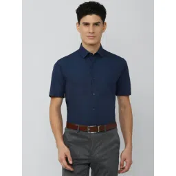 Peter England Navy Cotton Regular Fit Shirt-picture-41