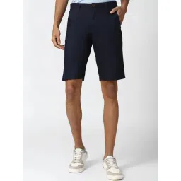 Peter England Navy Cotton Regular Fit Shorts-picture-10