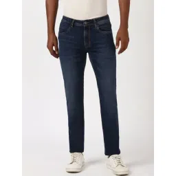 Peter England Navy Cotton Slim Fit Jeans-picture-18