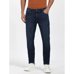 Peter England Navy Cotton Slim Fit Jeans-picture-16