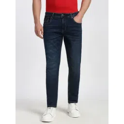 Peter England Navy Cotton Slim Fit Jeans-picture-36