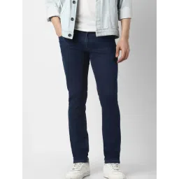 Peter England Navy Cotton Slim Fit Jeans-picture-10