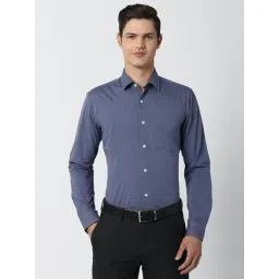 Peter England Navy Regular Fit Self Pattern Shirt-picture-48