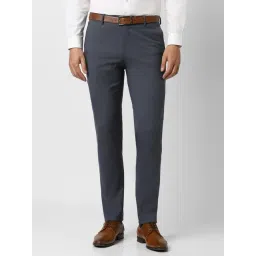 Peter England Navy Slim Fit Texture Trousers-picture-40