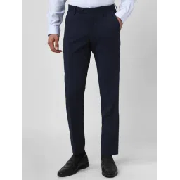 Peter England Navy Slim Fit Trousers-picture-12