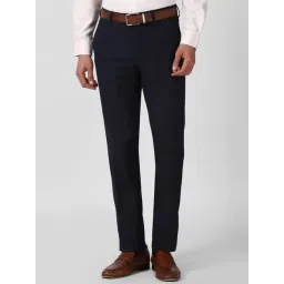 Peter England Navy Slim Fit Trousers-picture-36
