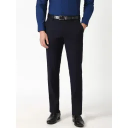 Peter England Navy Slim Fit Trousers-picture-29