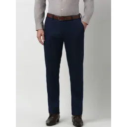 Peter England Navy Slim Fit Trousers-picture-31