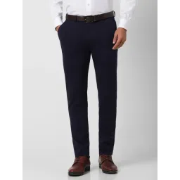 Peter England Perform Navy Slim Fit Trousers-picture-23