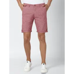 Peter England Pink Cotton Regular Fit Self Pattern Shorts-picture-42