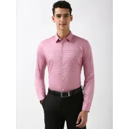 Peter England Pink Cotton Slim Fit Printed Shirt-picture-42
