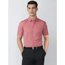 Peter England Pink Cotton Slim Fit Shirt-picture-40