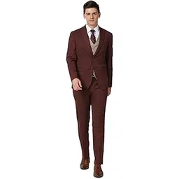peter england Polyester Blend Men Maroon Three Piece Suit Business Vest-picture-30