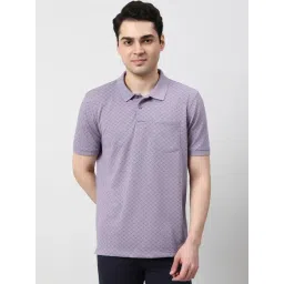 Peter England Purple Cotton Regular Fit Printed Polo T-Shirt-picture-15