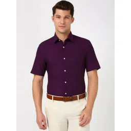 Peter England Purple Cotton Regular Fit Texture Shirt-picture-37