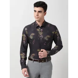 Peter England Purple Cotton Slim Fit Printed Shirt-picture-15