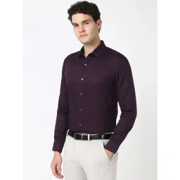 Peter England Purple Cotton Slim Fit Shirt-picture-22