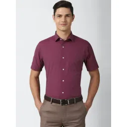 Peter England Purple Regular Fit Self Pattern Shirts-picture-26