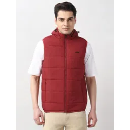 Peter England Red Regular Fit Hooded Jacket-picture-11
