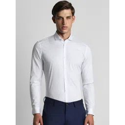 Peter England Slim Fit Geometric Printed Opaque Cotton Formal Shirt-picture-40