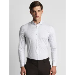 Peter England Slim Fit Geometric Printed Opaque Cotton Formal Shirt-picture-39