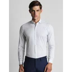 Peter England Slim Fit Printed Spread Collar Long Sleeves Formal Shirt-picture-37