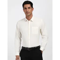 Peter England Textured Slim Fit Spread Collar Cotton Opaque Formal Shirt-picture-31