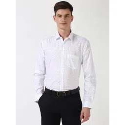 Peter England White Cotton Regular Fit Printed Shirt-picture-39