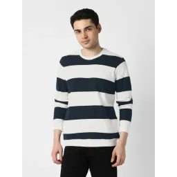 Peter England White Cotton Regular Fit Striped Sweatshirt-picture-25