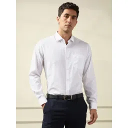 Peter England White Cotton Regular Fit Texture Shirt-picture-11