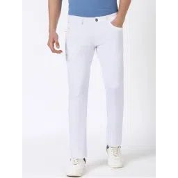 Peter England White Cotton Skinny Fit Solid Jeans-picture-12