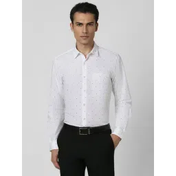 Peter England White Cotton Slim Fit Printed Shirt-picture-27