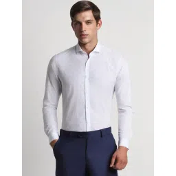 Peter England White Cotton Slim Fit Printed Shirt-picture-39