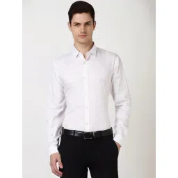 Peter England White Cotton Slim Fit Printed Shirt-picture-33