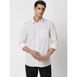 Peter England White Cotton Slim Fit Printed Shirt-picture-12