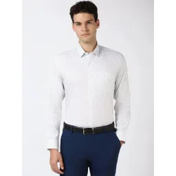 Peter England White Cotton Slim Fit Printed Shirt-picture-36