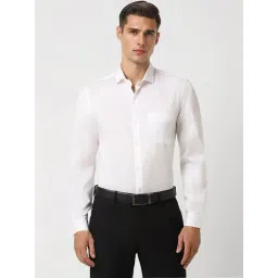 Peter England White Cotton Slim Fit Printed Shirt-picture-32