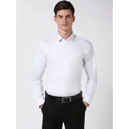 Peter England White Cotton Slim Fit Printed Shirt-picture-20