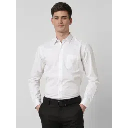 Peter England White Cotton Slim Fit Printed Shirt-picture-32
