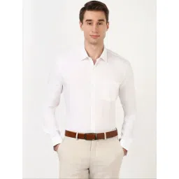 Peter England White Cotton Slim Fit Printed Shirt-picture-31