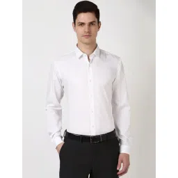 Peter England White Cotton Slim Fit Printed Shirt-picture-25