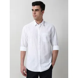 Peter England White Cotton Slim Fit Printed Shirt-picture-40
